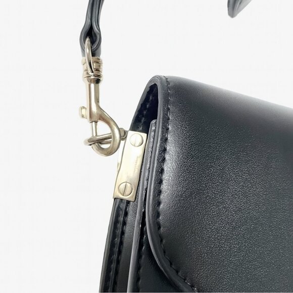 Hieleven Black Genuine Leather Crossbody Bag – Medium Size, Gold Hardware - Picture 5 of 12